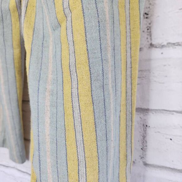Soft Surroundings Women's Multicolor Stripe Linen Blend Crop Pants Wide Leg 10 - Picture 12 of 14